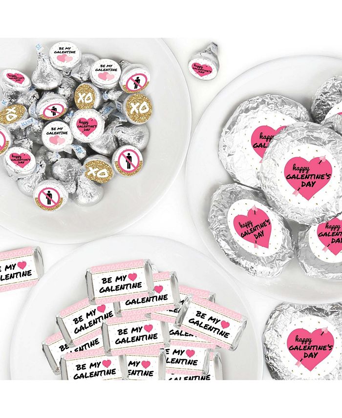 Big Dot Of Happiness Be My Galentine Wine Bottle Labels - Set Of 4, Valentine's Day Gift Stickers For Women & Friends