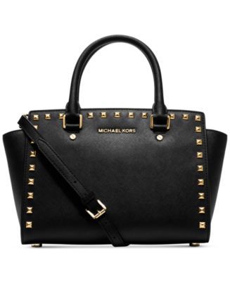 MICHAEL Michael Kors Selma Stud Medium Top Zip Satchel - Handbags & Accessories - Macy&#39;s
