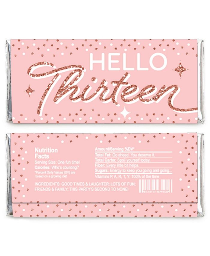 Big Dot of Happiness 13th Pink Rose Gold Birthday Candy Bar Wrapper ...