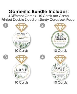 Boho Botanical Bride - 4  Bridal Shower Games - 10 Cards Each - Gamerific Bundle