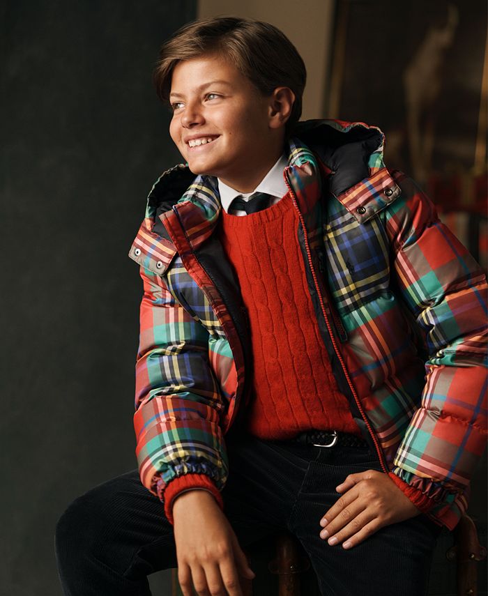 Polo Ralph Lauren Big Boys Plaid Water-Repellent Down Jacket & Reviews -  Coats & Jackets - Kids - Macy's