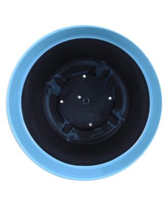 Glazed Brushed Happy Large Plastic Planter Bright Blue 15 Inch