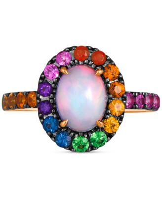 Multi-Gemstone Halo Ring (2 ct. t.w.) in 14k Rose Gold