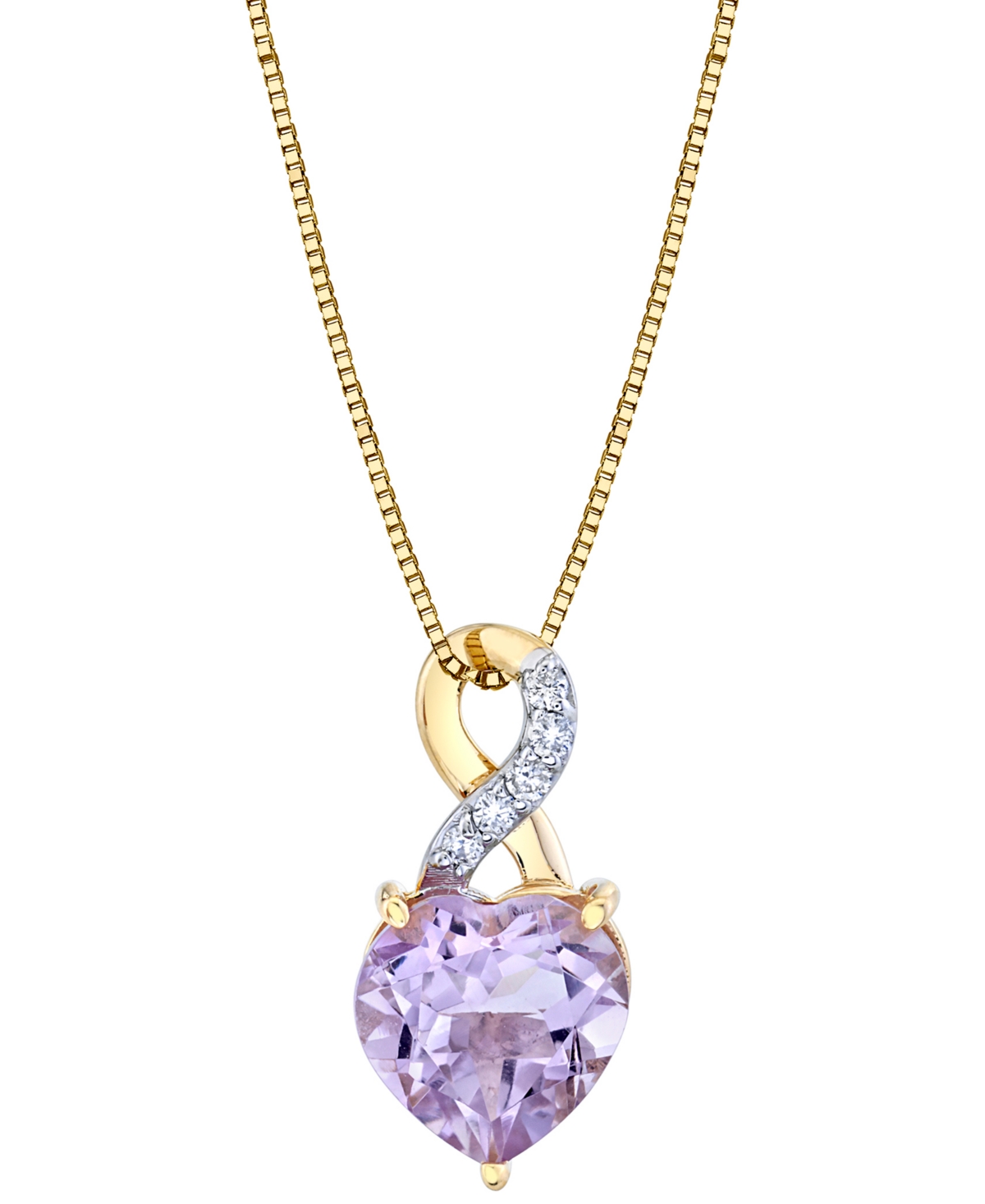 Macy's Pink Amethyst (1-3/4 Ct. T.w.) & Diamond Accent Infinity Heart 18" Pendant Necklace In 10k Gold