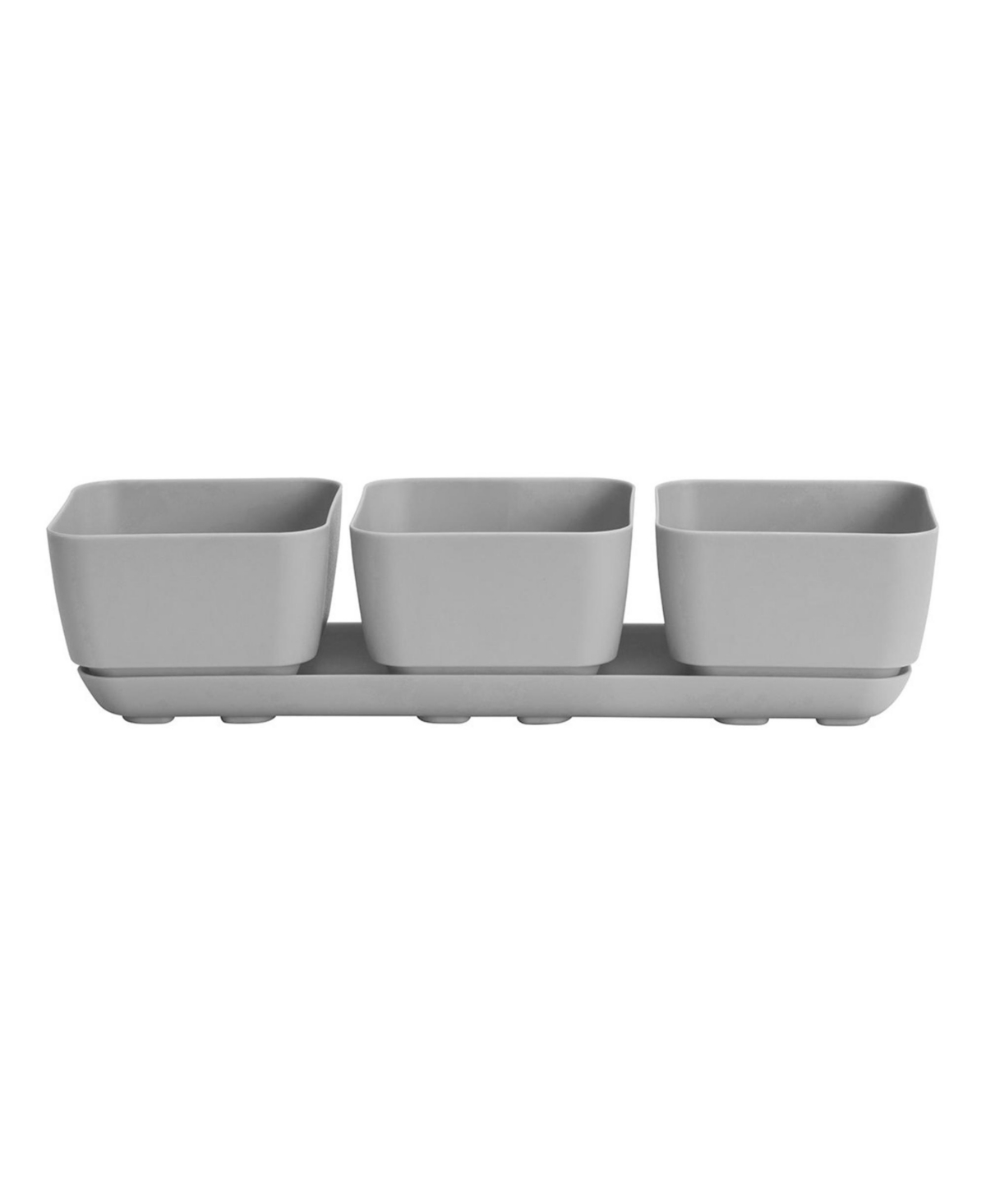 (10010) Herb Trio with Attached Tray, 12" x 14" - Grey - Grey