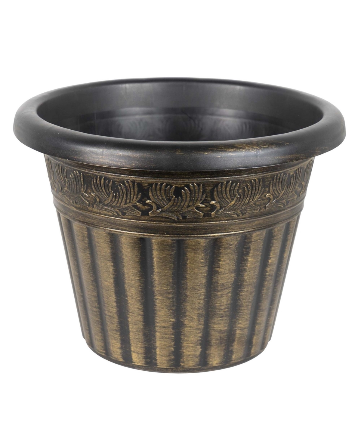 Outdoor Dragon Banded Plastic Planter Gold 13 Inches - Yellow