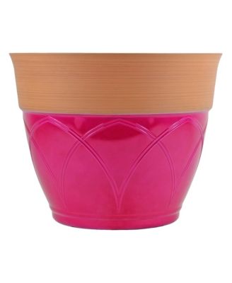 Colored Rim Large Plastic Planter Magenta 15 Inches