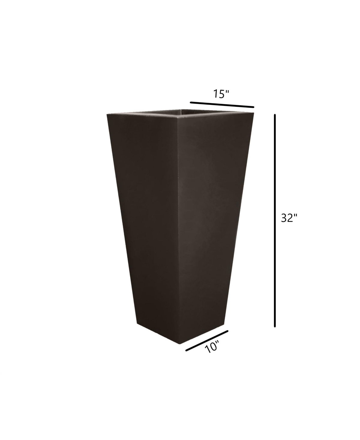 Tusco Products Cosmopolitan Tall Square Plastic Planter 32in - Brown