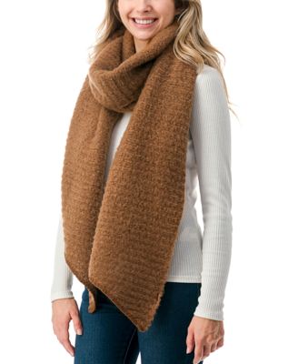 Women's Solid Scarf with Ribbed Detail