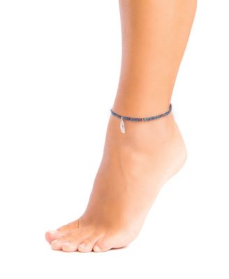Giani Bernini Fine Dark Blue Seed Beads Ankle Bracelet in Sterling Silver 11390₽