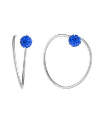 Crystal (0.46 ct.t.w) Pull Through Hoop Earrings