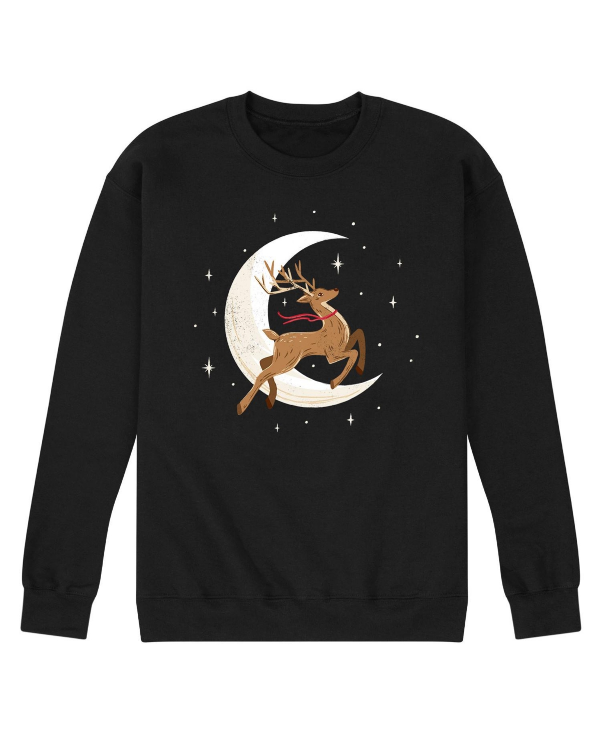 Airwaves Men's Reindeer Moon Fleece T-shirt In Black