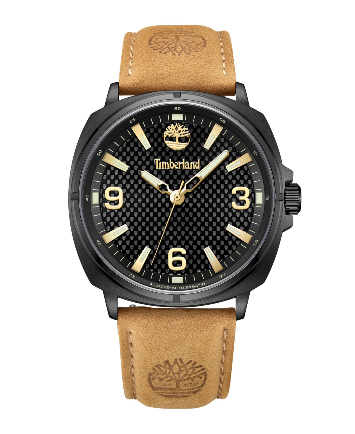 Men's Bailard Wheat Genuine Leather Strap Watch, 44mm - Wheat