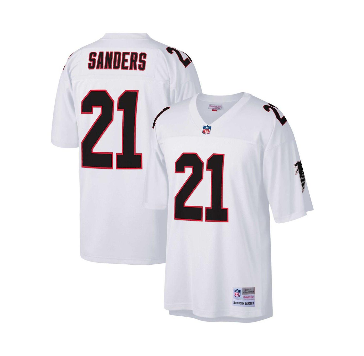 Men's Deion Sanders White Atlanta Falcons Big and Tall 1992 Retired Player Replica Jersey