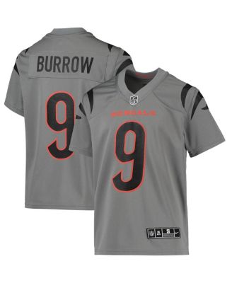 Youth Nike Joe Burrow Gray Cincinnati Bengals Inverted Team Game Jersey