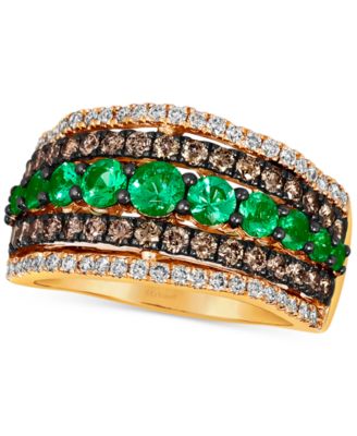 Le Vian - Costa Smeralda Emeralds (3/4 ct. t.w.) & Diamond (7/8 ct. t.w.) Multirow Ring in 14k Gold