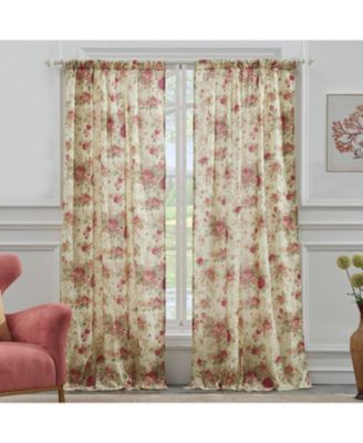 Greenland Home Fashion Antique Rose Window Panel Pair