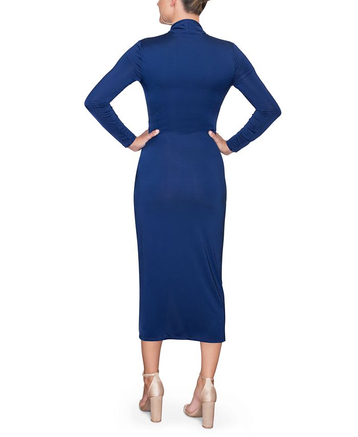 Rachel Roy Women's V-Neck  Button Front Tie Waist Midi Dress