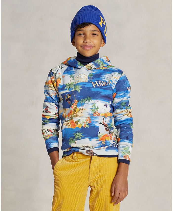 Polo Ralph Lauren Big Boys Long Sleeve Tropical Ski-Print Hoodie - Macy's
