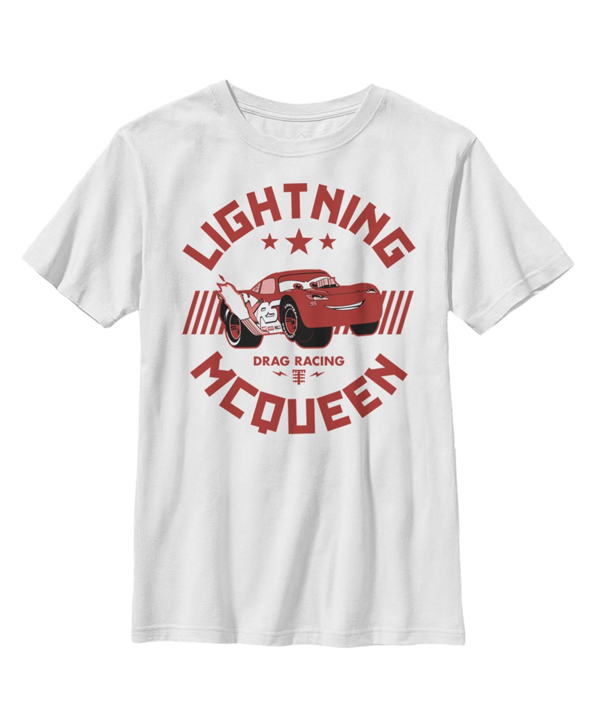 Disney Pixar Boy's Cars Lightning Mcqueen Drag Racing Child T-shirt In White