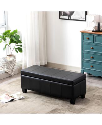42" Storage Ottoman Faux Leather Bench for Living Room Bedroom