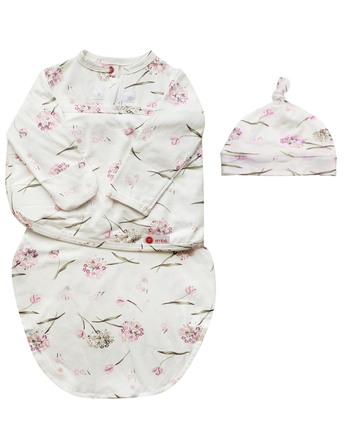 Embe Babies'  Infant Hat And Long Sleeve Swaddle Sack Bundle In Clustered Flowers