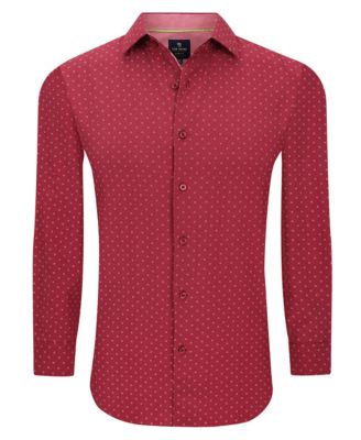 Men's Slim Fit Performance Long Sleeve Geometric Button Down Dress Shirt