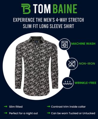 Men's Slim Fit Performance Long Sleeve Button Down Dress Shirt