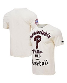 Men's Cream Philadelphia Phillies Cooperstown Collection Old English T-shirt