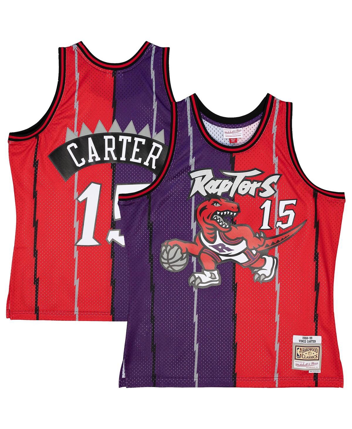 Men's Mitchell & Ness Vince Carter Red Toronto Raptors Hardwood Classics 1998-99 Split Swingman Jersey - Red
