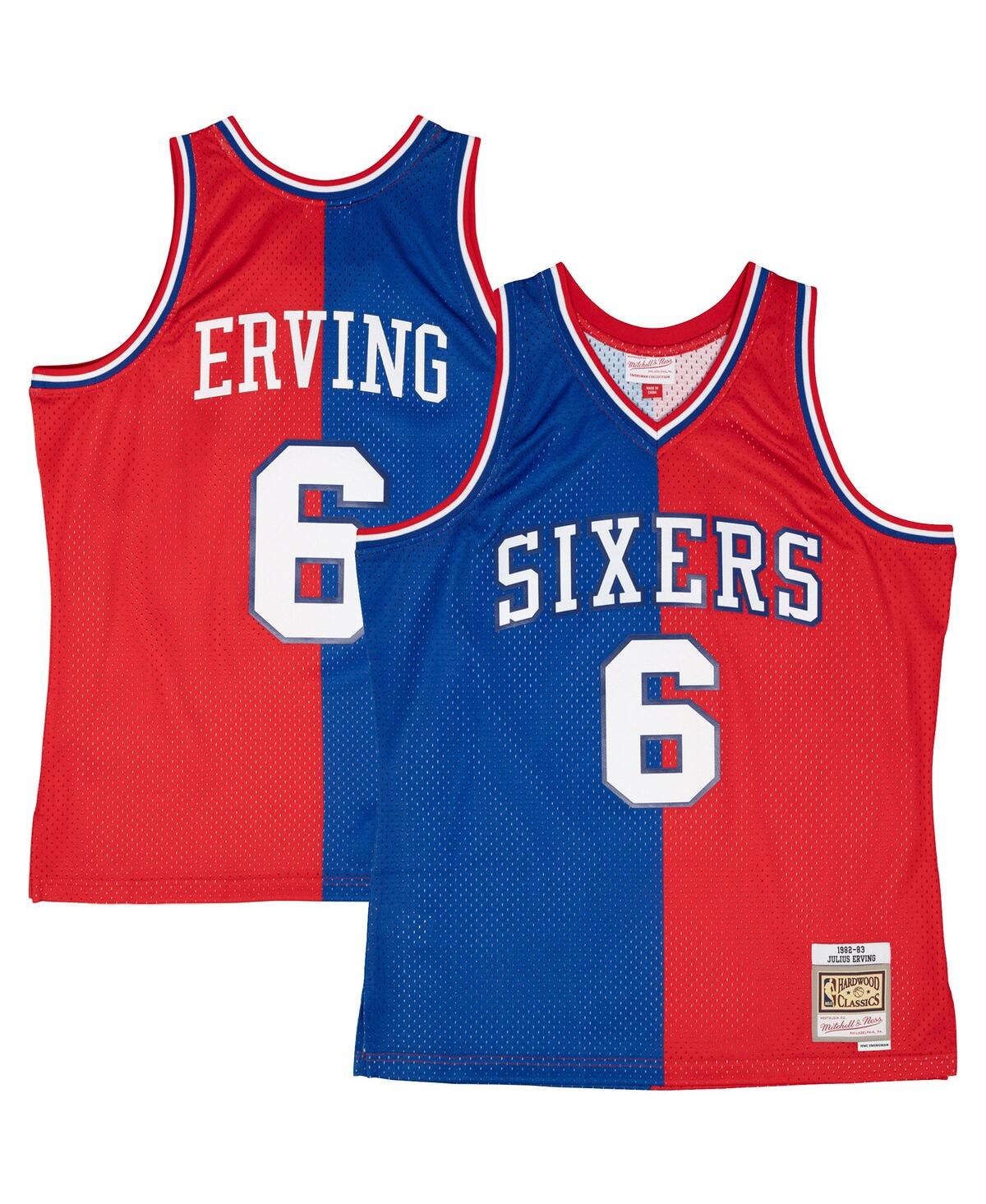 Men's Mitchell & Ness Julius Erving Royal, Red Philadelphia 76ers Hardwood Classics 1982-83 Split Swingman Jersey