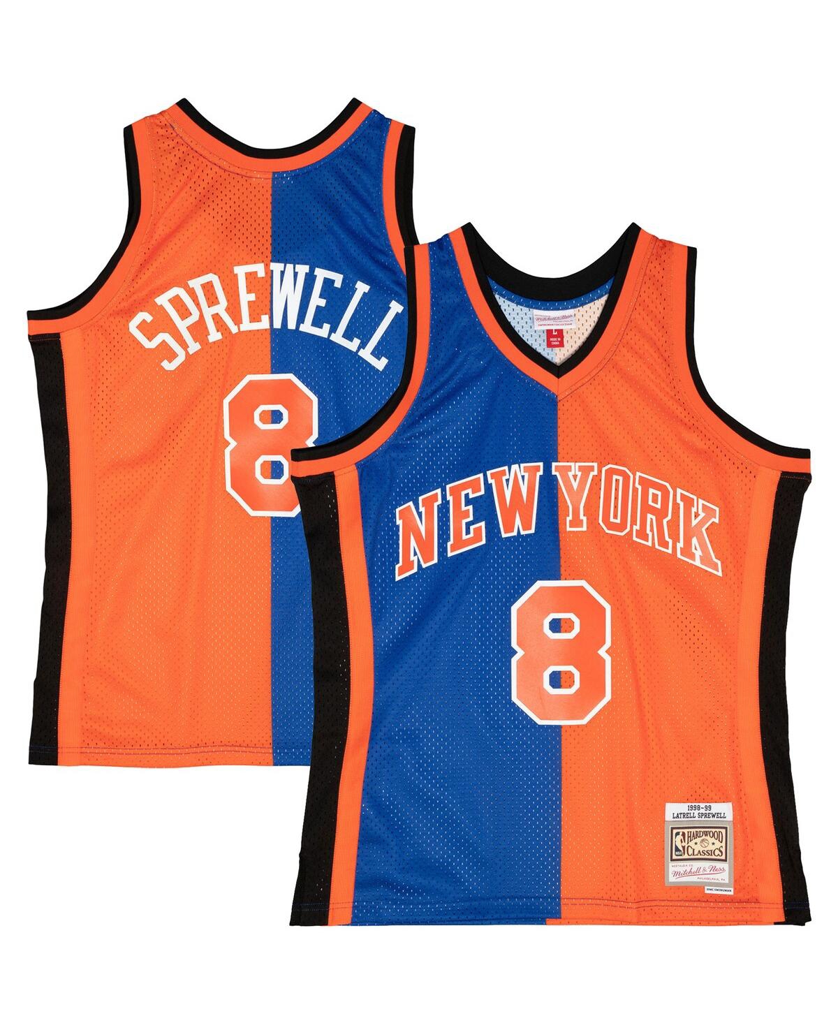 Men's Mitchell & Ness Latrell Sprewell Orange New York Knicks Hardwood Classics 1998-99 Split Swingman Jersey - Orange