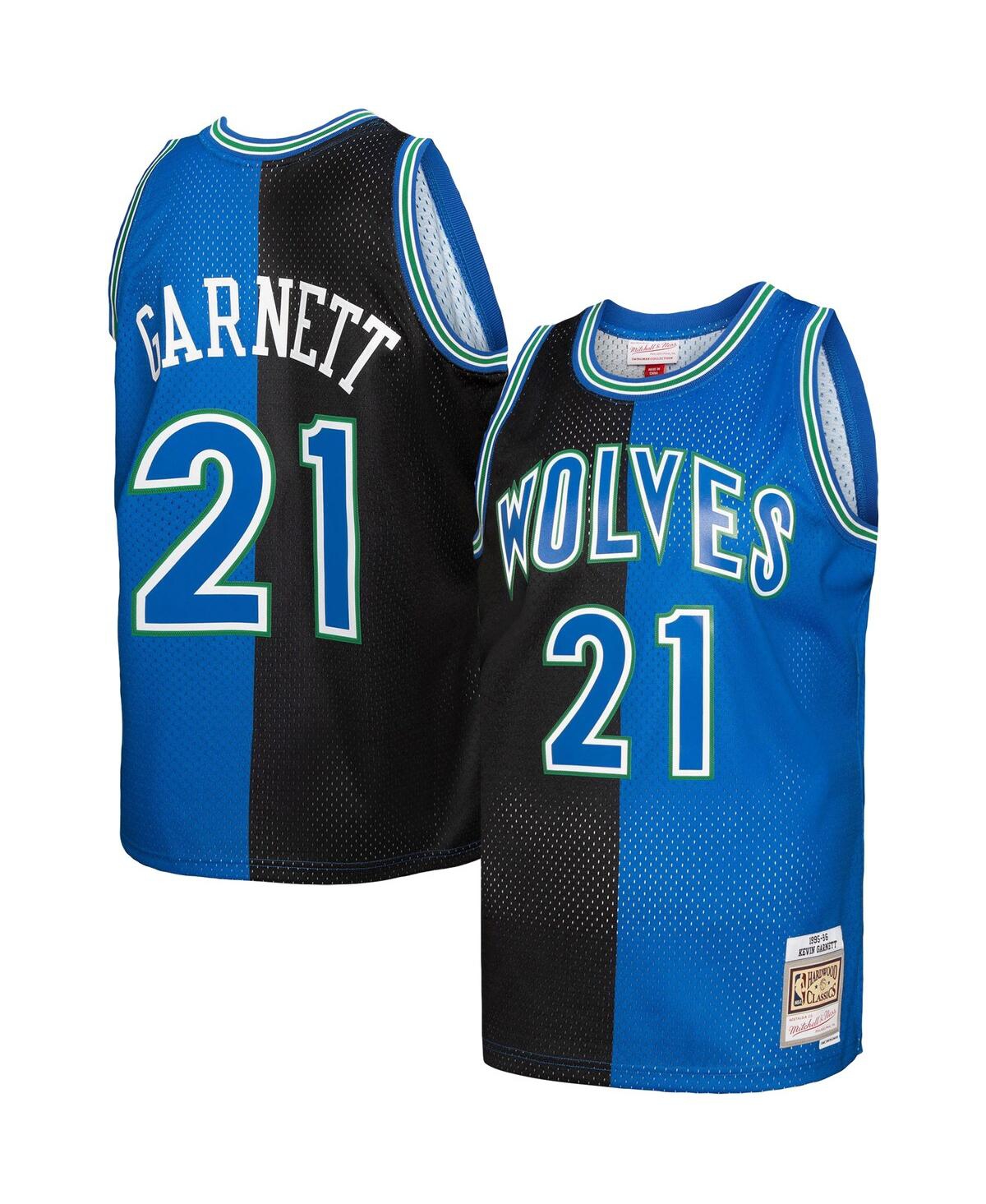 Men's Mitchell & Ness Kevin Garnett Blue Minnesota Timberwolves Hardwood Classics 1995-96 Split Swingman Jersey - Blue