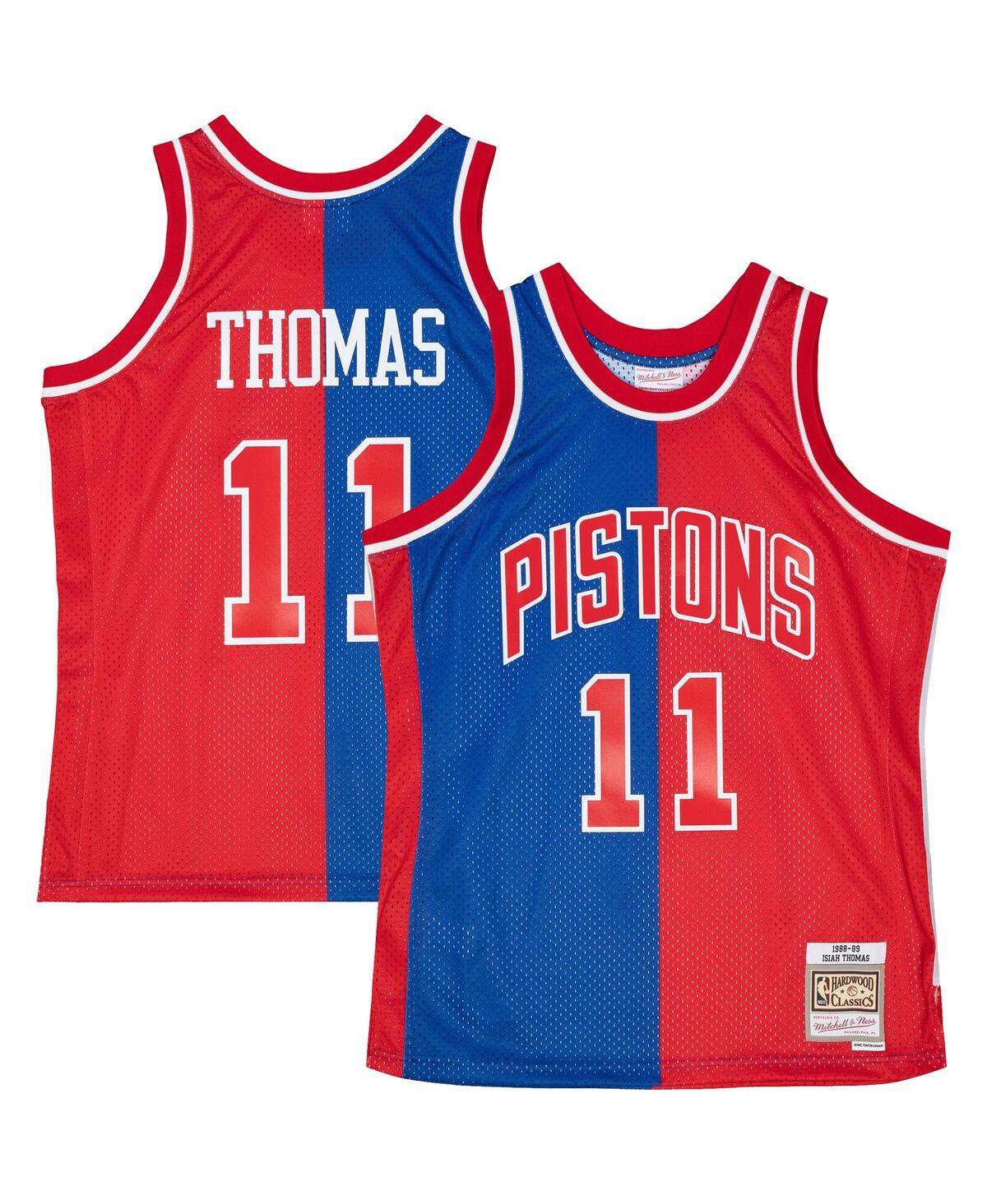 Men's Mitchell & Ness Isiah Thomas Red Detroit Pistons Hardwood Classics 1988-89 Split Swingman Jersey - Red