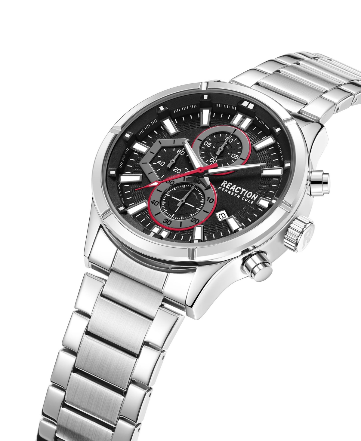 Kenneth Cole Reaction Men's Dress Sporttone Stainless Steel Bracelet Watch, 47mm - Silver