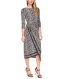 Women's Zebra-Print Asymmetrical Midi Dress