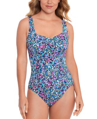 Swim Solutions Plus Size Tummy-Control Handkerchief One-Piece Fauxkini  Swimsuit, Created for Macy's - Macy's