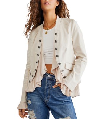 Free People - Women's Ruffled Button-Front Draped Romance Jacket