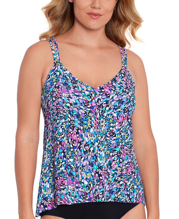 Swim Solutions Women's PrincessSeam HiLow Tankini Top, Created For