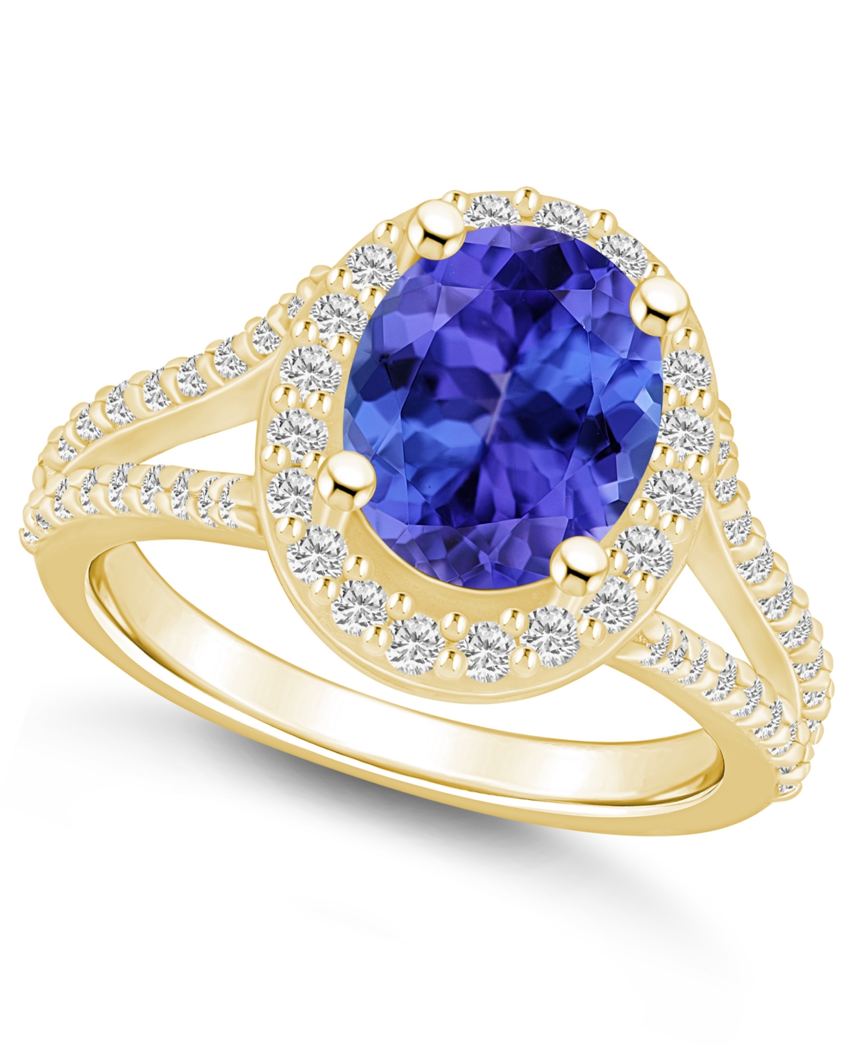 Macy's Tanzanite (2-3/4 Ct. T.w.) And Diamond (3/4 Ct. T.w.) Halo Ring In Gold