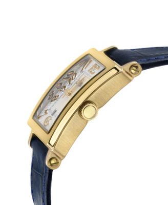 Women's Avenue of Americas Mini Swiss Quartz Blue Italian Leather Strap Watch 25mm x 32mm