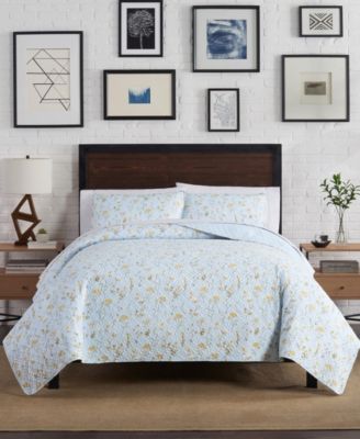 Lucky Brand Adele Floral 3 Piece Quilt Set Collection Bedding In Blue Floral