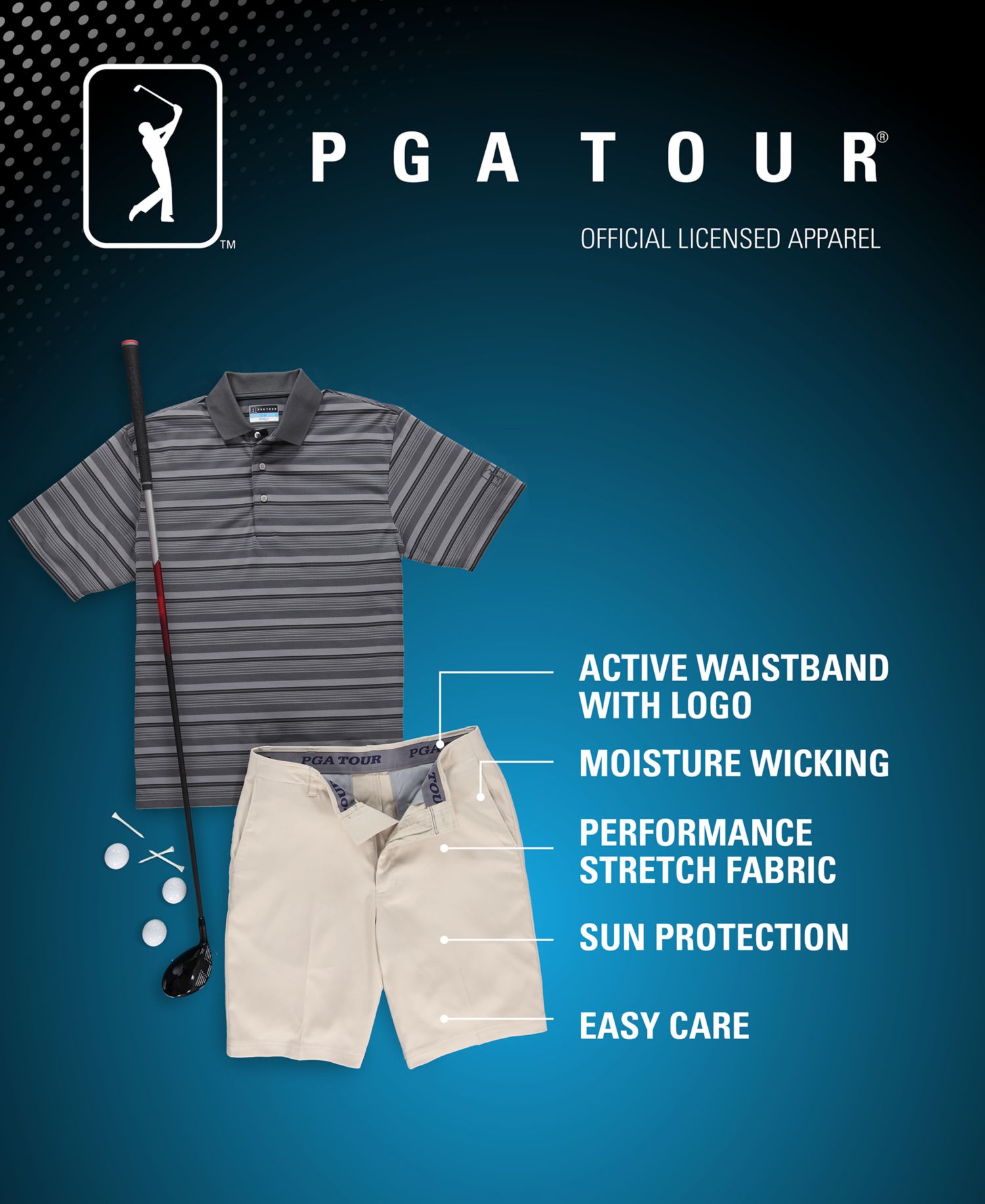 Men's Big & Tall Flat Front Active Waistband Golf Shorts