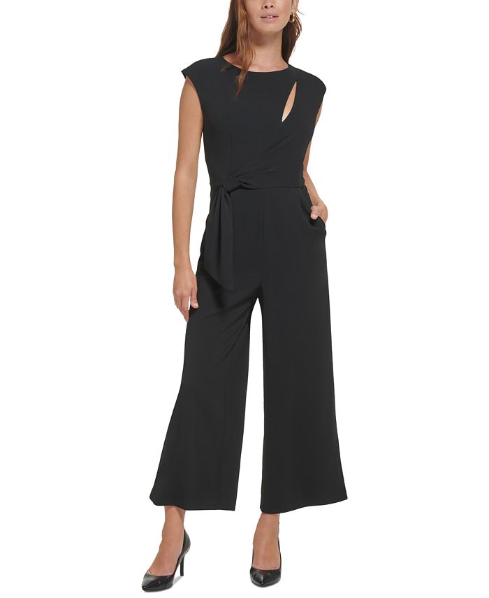 Calvin Klein Women's Cap-Sleeve Cutout Side-Drape Jumpsuit & Reviews -  Pants & Capris - Women - Macy's
