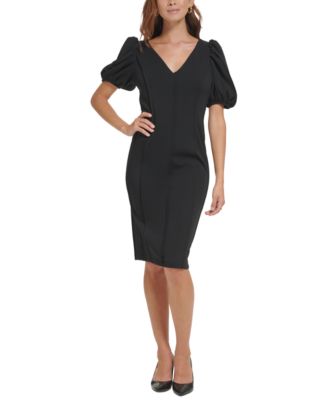 Calvin Klein Women s Short Puff Sleeve V Neck Sheath Dress Macy s