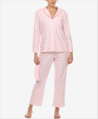 White Mark Women's Pajama Set, 3-Piece - Pink