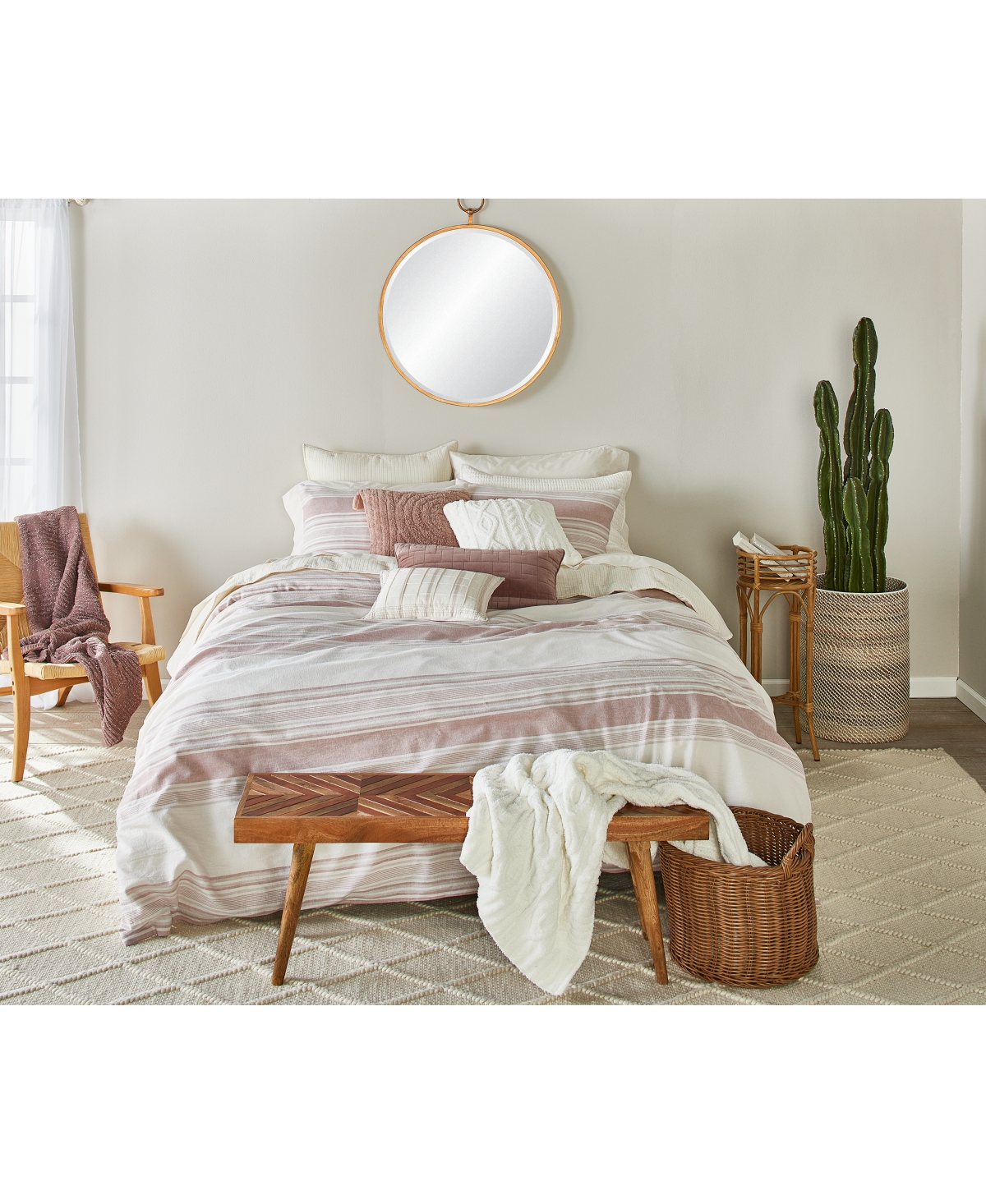 Splendid Tuscan Stripe 3 Piece Duvet Set, Full/queen Bedding In Sunset Multi