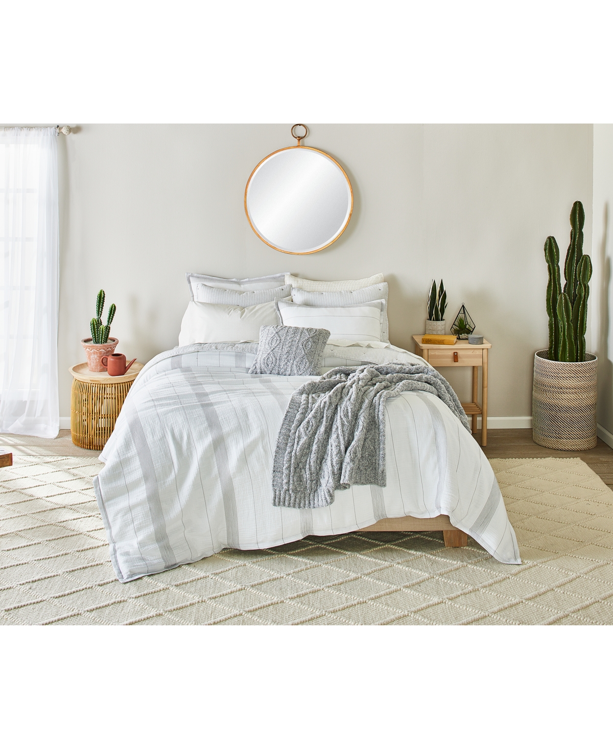 Splendid Parker Stripe 3 Piece Comforter Set, Full/queen Bedding In Sugar/vapor