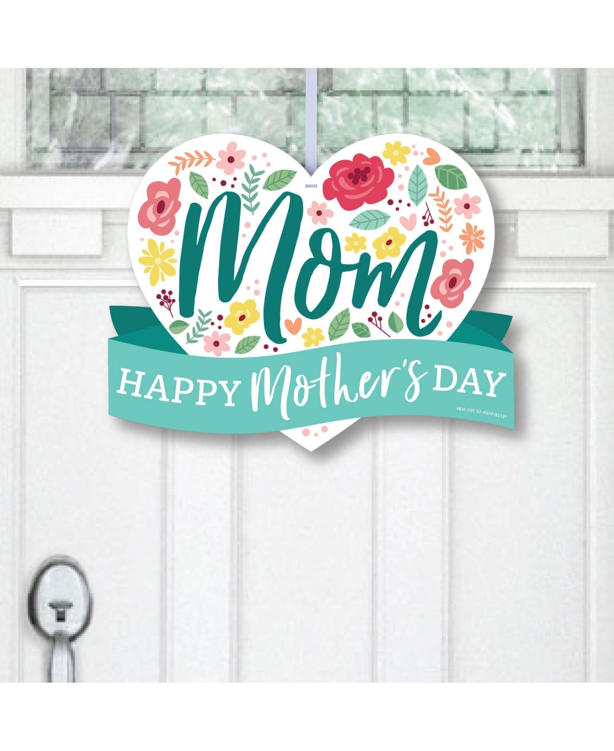 Colorful Floral Happy Mothers Day - Hanging Outdoor Front Door Decor 1 Pc Sign