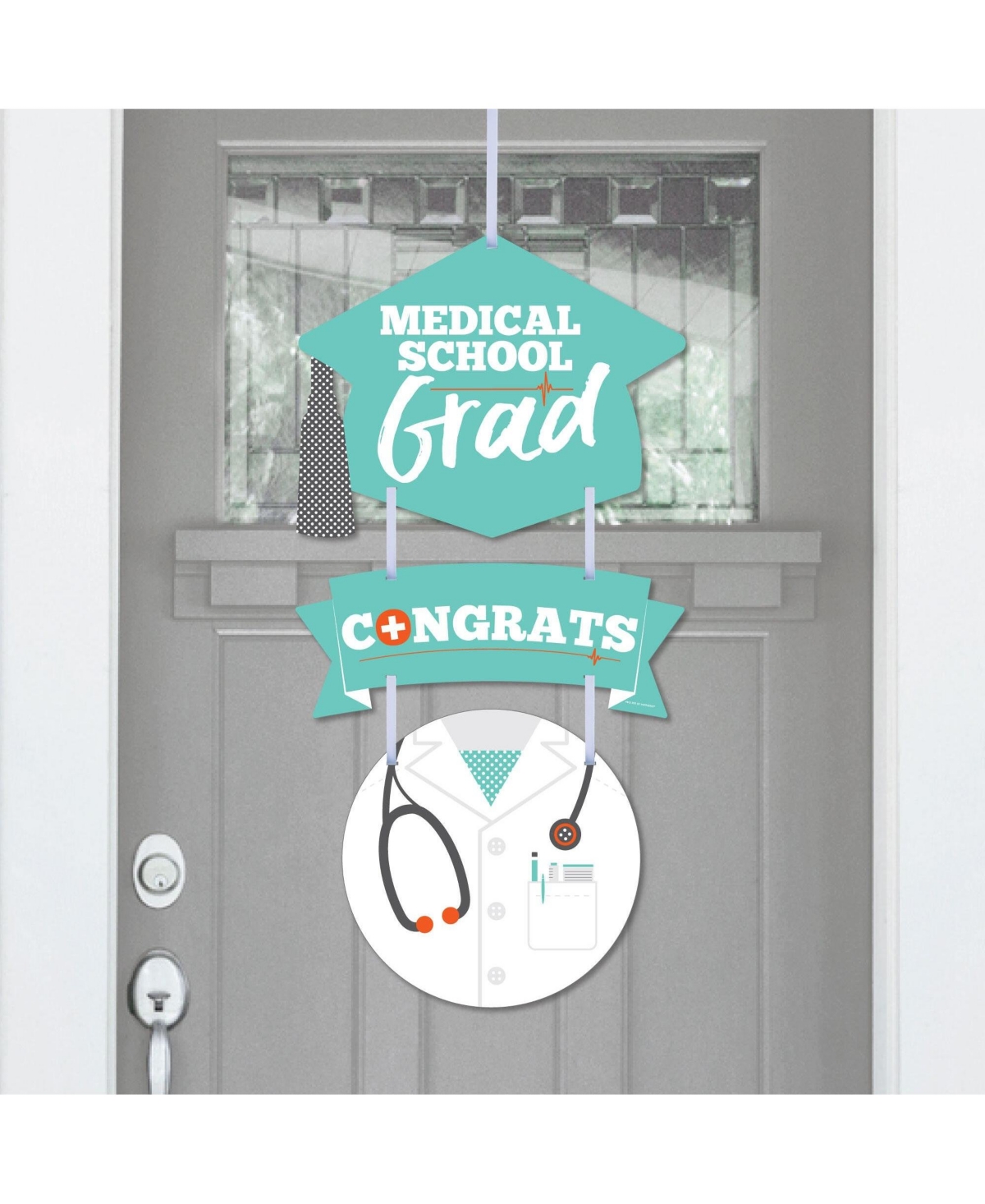 Medical School Grad - Hanging Porch Outdoor Front Door Decor - 3 Piece Sign